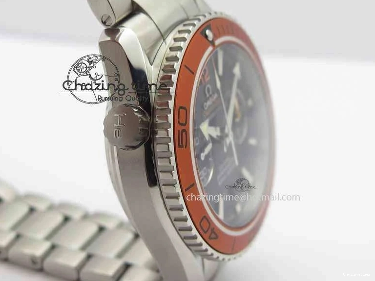 0110 Sophisticated Planet Ocean Master Chronometer Chrono SS OM 1:1 Best Edition Orange On SS Bracelet A 8156